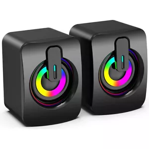 Computer Speaker Loud Sound with RGB Light for PC Laptop Stereo Desktop - Picture 1 of 9