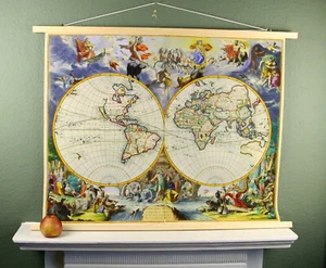 Antique Large Map from Hagen Atlas 1689 Jean De Ram Print on Canvas 32inx27in B4 - Picture 1 of 10