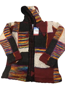 100% Wolle Shopaholic Patchwork Boho Pullover Made In Nepal Med - Bild 1 von 8