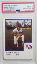 1986 Procards Peoria Mark Grace Signed Minor Rookie Card Autograph RC Auto PSA 9