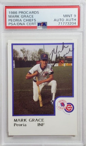 1986 Procards Peoria Mark Grace Signed Minor Rookie Card Autograph RC Auto PSA 9