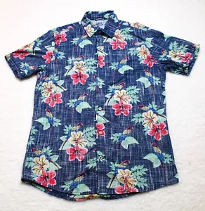 Camicia Izod Saltwater Floreale Hawaii abbottonata uomo PICCOLA pappagallo manica corta - Foto 1 di 8