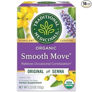 Traditional Medicinals Smooth Move 16 Teabags Constipation Relief Overnight - Picture 1 of 9