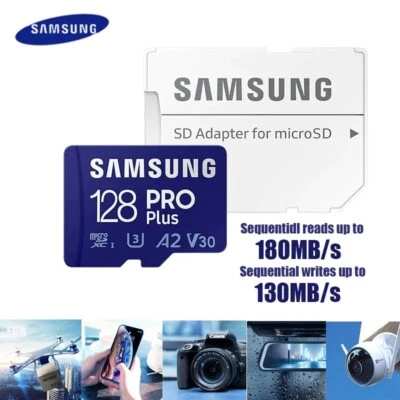New Samsung Pro/EVO 4K V30 U3 A2 128GB MicroSDXC Flash Memory Card With Adapter - Image 1 of 4