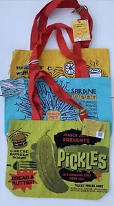 Trader Joe's Reusable Canvas Set of 3 Sardines Pickles & Waffle shopping Eco Bag - Picture 1 of 2