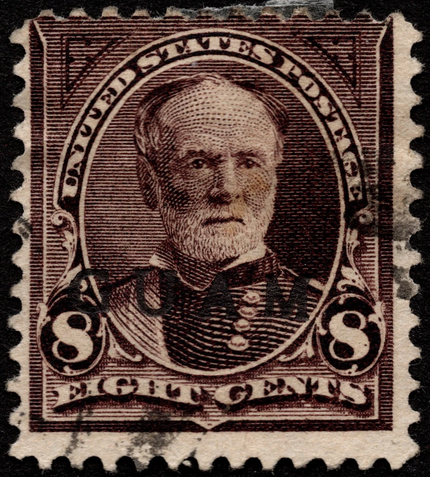 Guam Stamp Scott #7 Used with Light Cancel 8 Cents Violet Brown Ulysses S Grant - Image 1 of 1