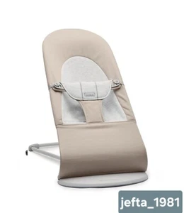 BabyBjorn Bouncer Balance Soft, Woven/Jersey, Beige/Grey, Light Grey Frame, NEW - Picture 1 of 23