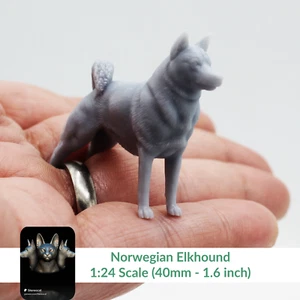 Norwegian Elkhound - 1:24 Scale miniature dog for diorama by Stereocat (1 dog) - Picture 1 of 9
