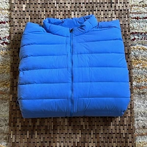 Lululemon Navigation Stretch Down Puffer Jacket Full Zip Hoodie Blue Large L - Picture 1 of 4