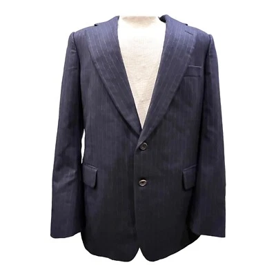 Paul Stuart Mens Blue Wool Sport Coat Blazer Gray Stripe 2 Button Vented Italy - Image 1 of 4