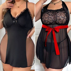 Plus Size Women's Lace Sexy-Lingerie Nightwear Babydoll Sleepwear Chemise Dress - Picture 1 of 79