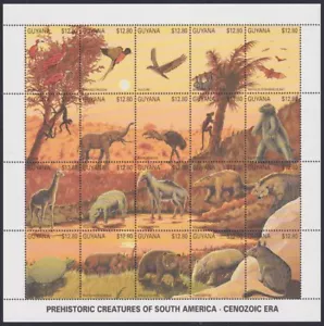 F-EX49045 GUYANA DINOSAUR STAMPS SHEET 1991 MNH PREHISTORIC CENOZOIC ERA - Picture 1 of 1