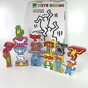 Keith Haring Stacking Game Wooden Build Block Art Figures Boxed Vilac Complete - Picture 1 of 12