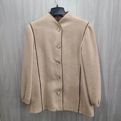 Abrigo Vintage Herman Kay Mezcla Lana Hecho en EE. UU. Beige Carrera dinero antiguo Foto 1 de 4