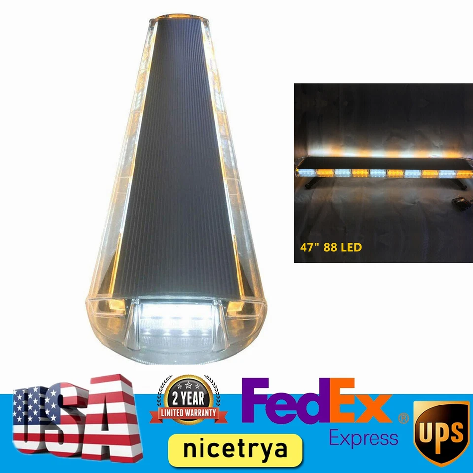 47" LED Amber White Strobe Light Bar Emergency Warning Tow Truck Response New - Image 1 of 4