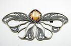 Silpada Sterling Silver Filigree Faceted Orange CZ Butterfly Brooch or Pin 925