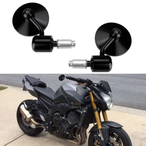 Round 7/8" Handle Bar End Motorcycle Side Mirrors For Yamaha Sport FZ-07 FZ8 09 - Picture 1 of 9