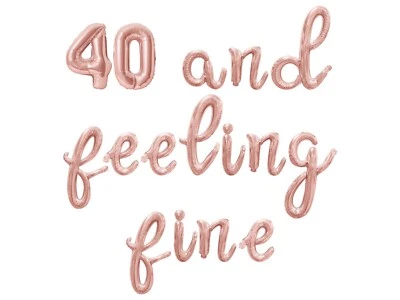 Banner Globo Letra Cursiva 40 Y Sentimiento FINO - Decoración Fiesta 40 Cumpleaños Foto 1 de 4