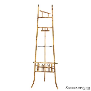 Vintage Hollywood Regency Boho Rattan Bamboo Picture Art Easel - Picture 1 of 9