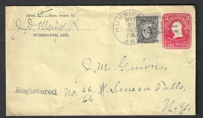 Hurricane, Ark. 1907 registered cover with Doane postmark, D.P.O. - Image 1 of 3