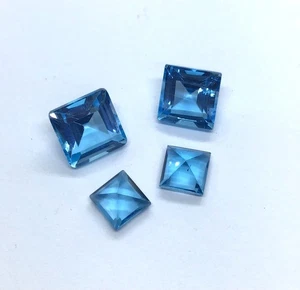 Square Cut AAA Natural Swiss Blue Topaz Loose Gemstone For Making All Jewelry - Picture 1 of 8