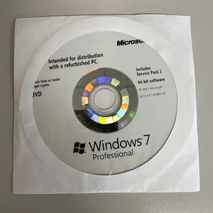 Windows 7 Professional Includes Service Pack 1 64-bit ENGLISH DISC ONLY - Picture 1 of 1
