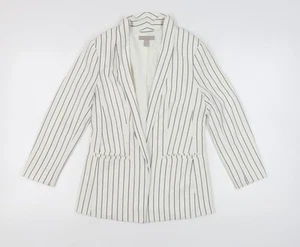 H&M Women's White Pinstripe Blazer Size 8 Regular - Picture 1 of 12