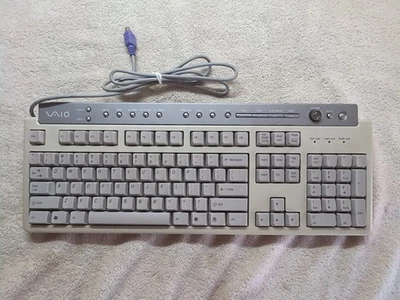 TESTED Vintage Sony VAIO Multimedia Keyboard PCVA-KB7P/U Silver Grey - Image 1 of 4