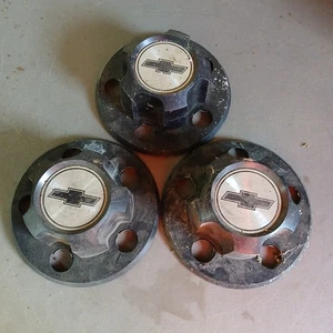 SET OF 3 1985-1995 GMC SAFARI VAN BLACK STEEL WHEEL HUB CENTER CAPS OEM - Bild 1 von 3