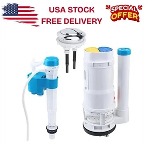 Toilet Dual Flush Valve,Fill Valve,Push Button, One Piece Toilet Repair Kit, ... - Picture 1 of 6