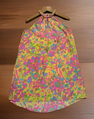Mini Vestido Anthropologie Alice & Trixie Grande Sin Mangas Seda Resort Mod Art Foto 1 de 4