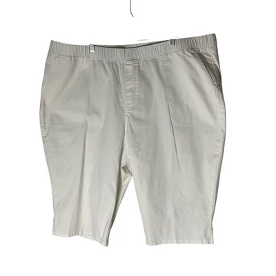 Pantalones Cortos Denim & Co. Sarga Relajados Pull-On Skimmer A575306 Blanco Pequeño 2X Foto 1 de 4