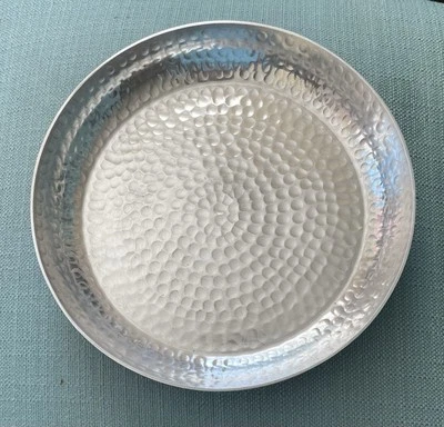 THRESHOLD Silver Hammered 9” Round Aluminum Serving Tray NWT! - Image 1 of 4
