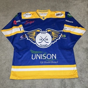 Fife Flyers Ice Hockey Jersey Size Medium Cross Check Clothing Signed #55 Carter - Picture 1 of 17