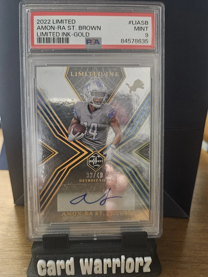 2022 Panini Limited Amon-Ra St. Brown Limited Ink Gold 33/49 PSA 9 - Image 1 of 2