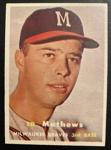 1957 Topps ED MATHEWS #250  MILWAUKEE BRAVES No Crease! Solid  @D1 - Picture 1 of 4