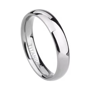 Titanium Court Shaped Engagement Wedding Ring Band High Polished 2mm/4mm/6mm/8mm - Picture 1 of 6