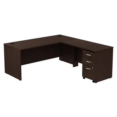 Series C 72W L Shaped Desk with File Cabinet in Mocha Cherry - Engineered Wood - Image 1 of 4