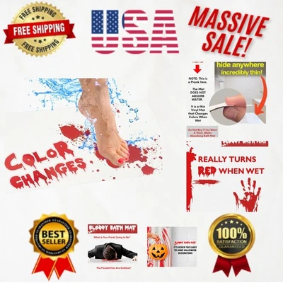 Transform Your Bathroom with the Bloody Bath Mat – Red Stains from Water Magic - Image 1 of 4