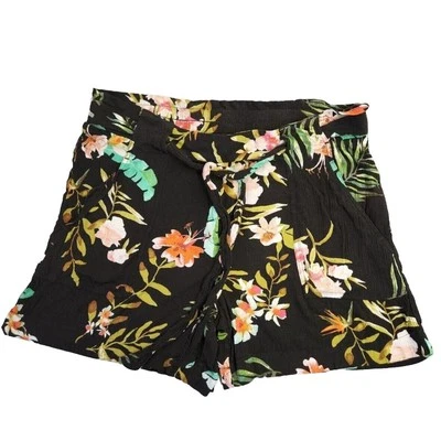 Cato est. 1946 Talla Grande Negro Estampado Tropical Pantalones Cortos Bolsillos 4 Entrepiernas Foto 1 de 4