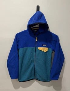 Patagonia Fleece Sweatshirt Kids Size Small 7-8 Blue Hooded Micro D Snap T - Picture 1 of 3