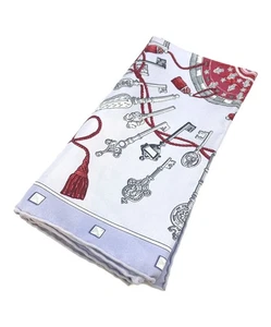 HERMES Petit Carre 45 Scarf LES CLES Silk Purple W/Tags No Box Used. - Picture 1 of 5