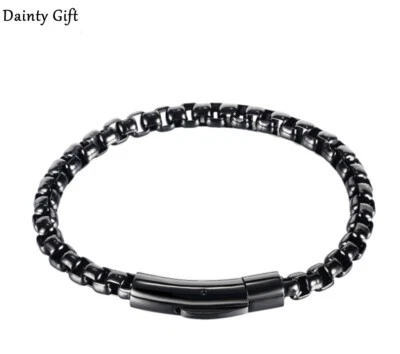 Hip Hop Fashion Men Boy Titanium Stainless Steel Round Chain Bracelet Bangle 8" - Image 1 of 4