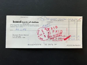 Ted Nugent Houston Texas July 28th 1977 Concert Deposit from Ticket Sales - Picture 1 of 4