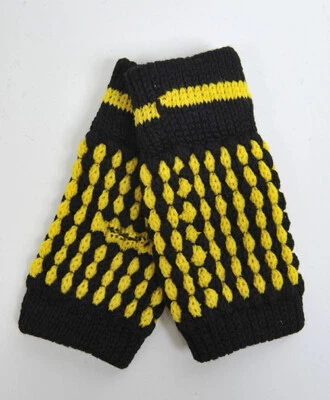 Guantes para mujer otoño invierno tejidos sin dedos con agujero para el pulgar amarillo y negro nuevos Foto 1 de 2