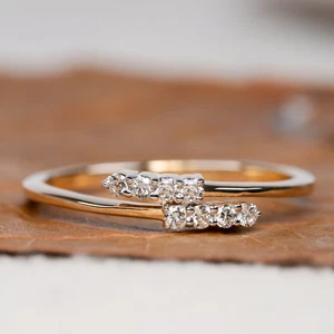2ct Bypass Lab Created Diamond Wedding Ring 14K Yellow Gold Plated 925 Silver - Picture 1 of 9