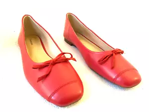 Ballerine C. Paravano Elana Bowknot rosse, pelle, punta quadrata, US 9,5, nuove senza scatola - Foto 1 di 13