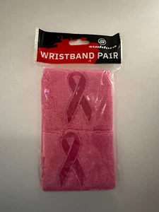 Suddora Pink Ribbon Wristbands Breast Cancer Awareness Sweatband Pair NEW - Picture 1 of 2