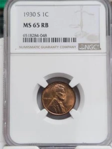 1930-s LINCOLN PENNY CENT NGC MS65  RB - Picture 1 of 2