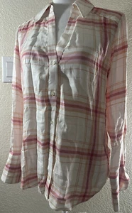 Paige Women’s Enid Plaid Button-up Shirt Size XS Pink Cream - Picture 1 of 10